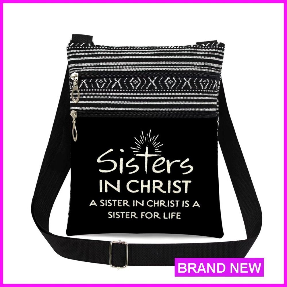 Adjustable Crossbody Bag with Faith Print, Dual Compartments, Lightweight